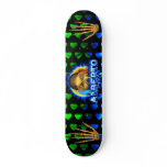 Alberto skull blue fire and flames skateboard desi
