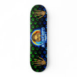 Alberto skull blue fire and flames skateboard desi