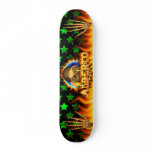 Alberto skull real fire and flames skateboard desi