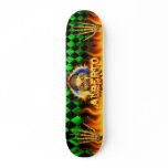 Alberto skull real fire and flames skateboard desi