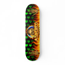 Alberto skull real fire and flames skateboard desi