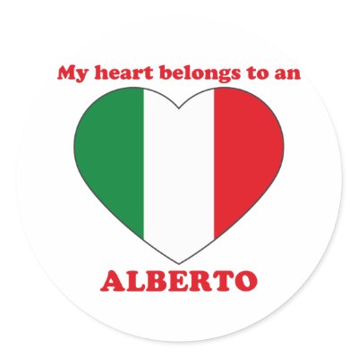 Alberto Round Sticker by ValentinesDayTshirts