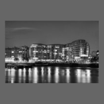 Albion building in black and white in London UK posters