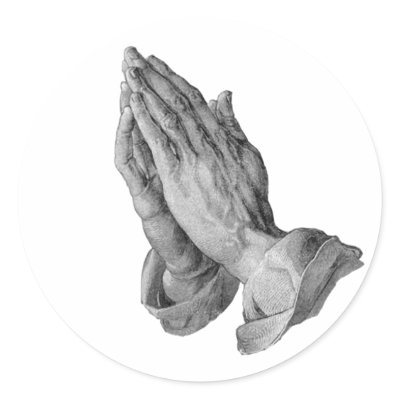 Albrecht Durer - Hands Praying Round Sticker by MasterpieceArt