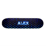 Alex skateboard blue fire and flames design