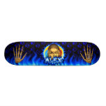 Alex skull blue fire and flames skateboard design