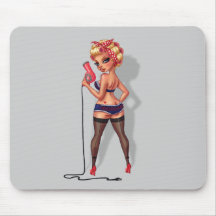 Alexis Dean - Pinup Model with a Hair Dryer Mousepads