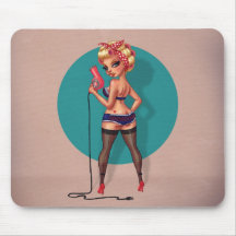 Alexis Dean - Pinup Model with a Hair Dryer Mousepad