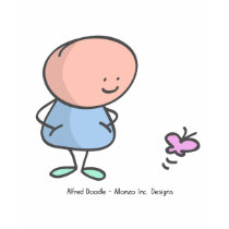Alfred Doodle and the butterfly t-shirts