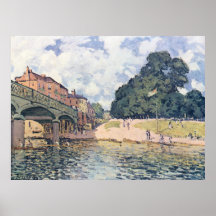 Alfred Sisley - Brücke von Hampton Court 1874 Oil Print