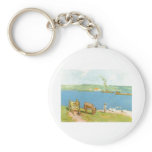 Alfred Sisley - Flussufer 1890 Geese Donkey Cart Keychain