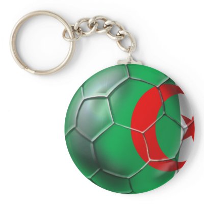 Algeria flag Algerian soccer ball soccer player Keychain by SoccerJersey