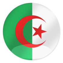 Algeria round flag with chrome like reflections stickers