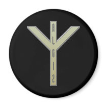 Algiz Rune gold Fridge Magnets