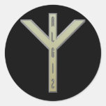 Algiz Rune gold Round Stickers