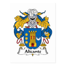 Alicante Family Crest Post Card