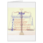 Alice Acrostic Greeting Cards
