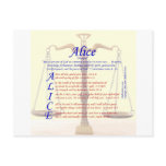 Alice Acrostic Post Cards