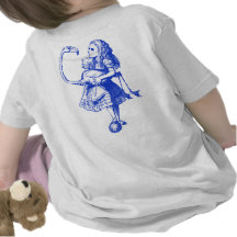 Alice and Flamingo Inked Blue Tshirt