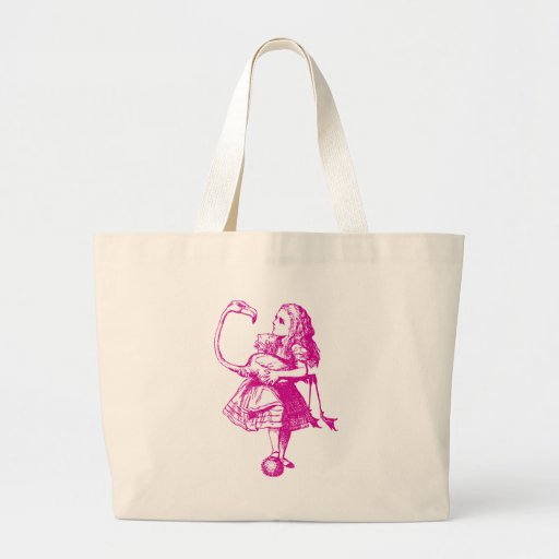 Alice and Flamingo Inked Pink Canvas Bag