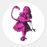 Alice and Flamingo Inked Pink Fill Round Stickers
