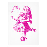 Alice and Flamingo Inked Pink Personalised Invitations