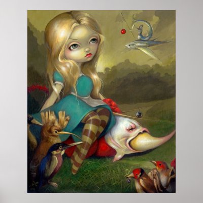 Alice and the Bosch Birds ART PRINT Wonderland by strangeling