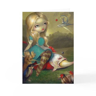"Alice and the Bosch Birds" Greeting Card by strangeling