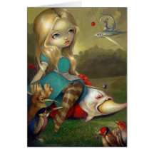 "Alice and the Bosch Birds" Greeting Card