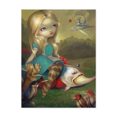 "Alice and the Bosch Birds" Postcard by strangeling