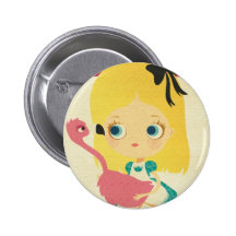 Alice and the Flamingo Pin button
