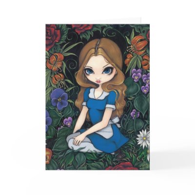 "Alice and the Flowers" Greeting Card by strangeling
