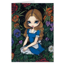"Alice and the Flowers" Greeting Card