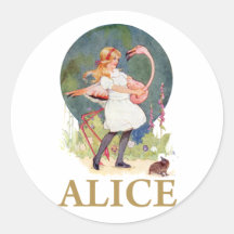ALICE AND THE PINK FLAMINGO PLAY CROQUET STICKER