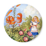 Alice and the Talking Flowers in Wonderland Refrigerator Magnet