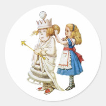 ALICE AND THE WHITE QUEEN ROUND STICKERS