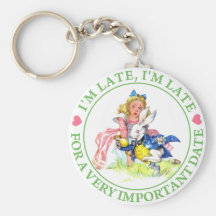ALICE AND THE WHITE RABBIT - I'M LATE! KEYCHAINS