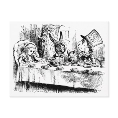 Alice at the Mad Tea Party Postcards by Storybook_Quotes