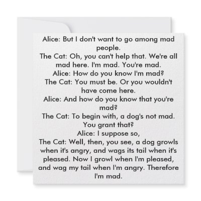 Alice: But I don't want to go among mad people.... Personalized Announcement by littleblondehair