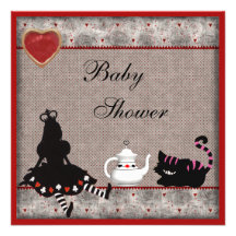 Alice & Cheshire Cat Baby Shower Tea Party Invites