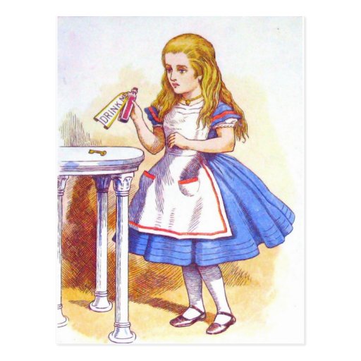 Alice Drinks Colour Postcards