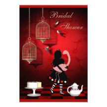 Alice & Flamingo Birds & Cages Bridal Shower Personalized Announcement