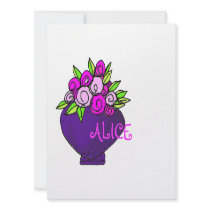 ALICE Floral Bouquet Flat Personalised Note Cards Announcements