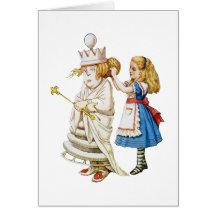 Alice Helps Out the White Queen in Wonderland Greeting Cards