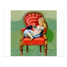Alice & Her Cat Dinah in The BIg Red Velvet Chair Post Cards