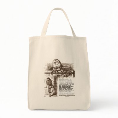 Alice Humpty Dumpty Wonderland Conversation Quote Tote Bag by wordsunwords