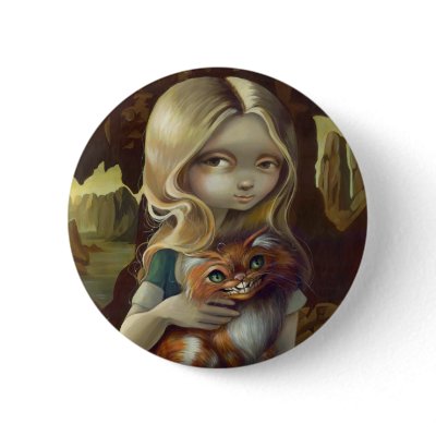 "Alice in a Da Vinci Portrait" Button by strangeling
