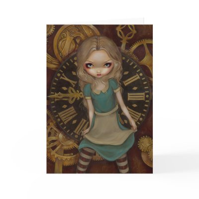 "Alice in Clockwork" Greeting Card by strangeling