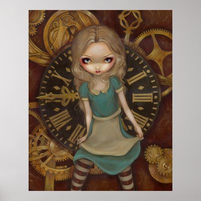 Alice in Clockwork - steampunk in wonderland Print by strangeling