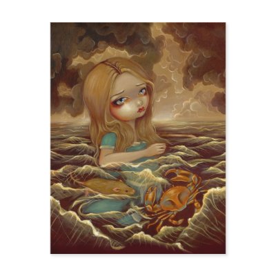 "Alice in the Pool of Tears" Postcard by strangeling